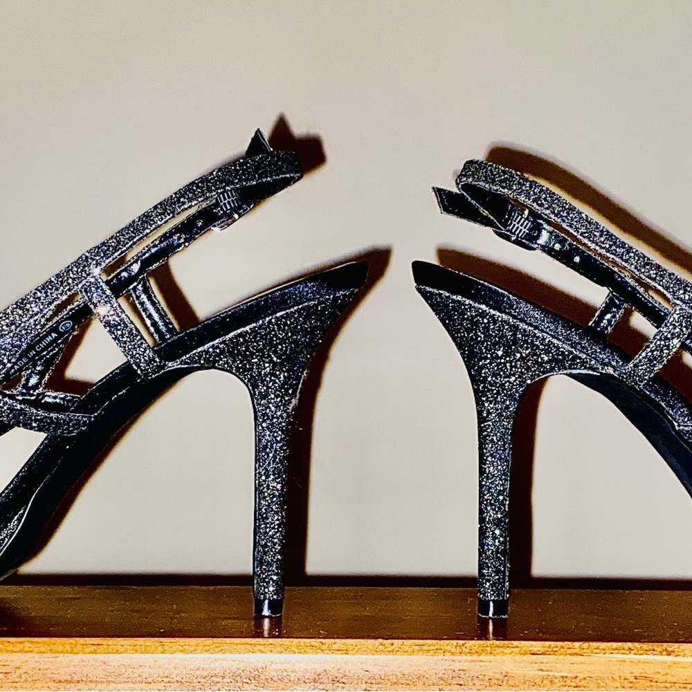 “Nina” Shoes Sparkling Black Heels with “Touch of Nina insoles”
